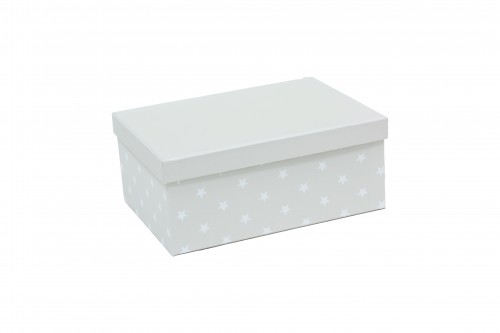 Caja gris con estrellas blancas