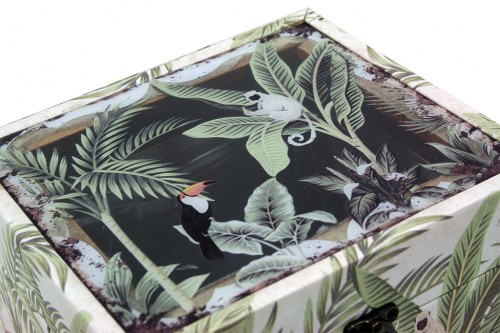 Caja floral verde c/tapa cristal s/2