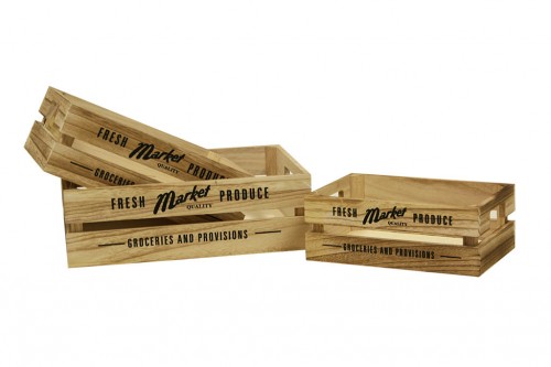 Caja madera natural fresh market