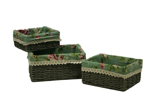 Bandejas de papel grises tela flores