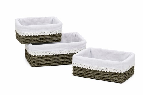 Graue Papiertabletts aus Stoff mit Blumen, S/3