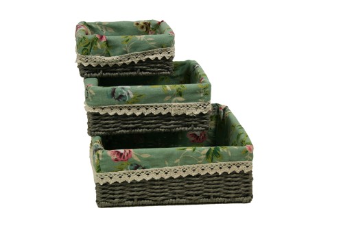 Cajoneras de papel grises tela flores