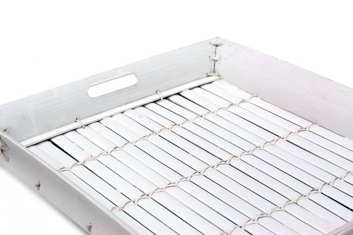 Lacquered white bamboo tray