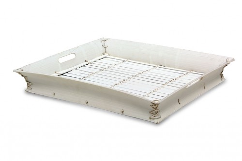 Lacquered white bamboo tray