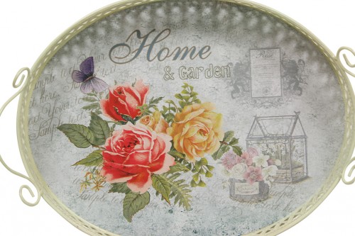 Metal trays, set/3 flowers