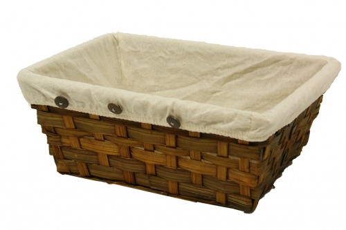 Rectangular bamboo tray with fabric and buttons