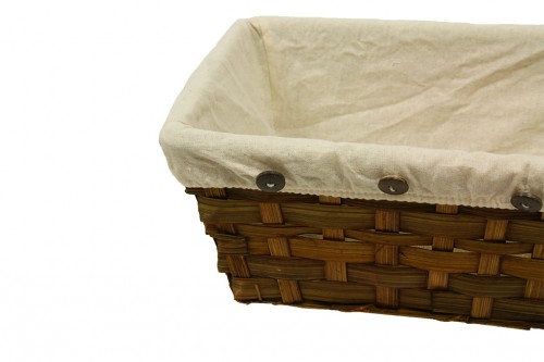 Rectangular bamboo tray with fabric and buttons