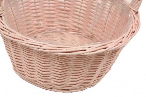 Pink basket with plastic