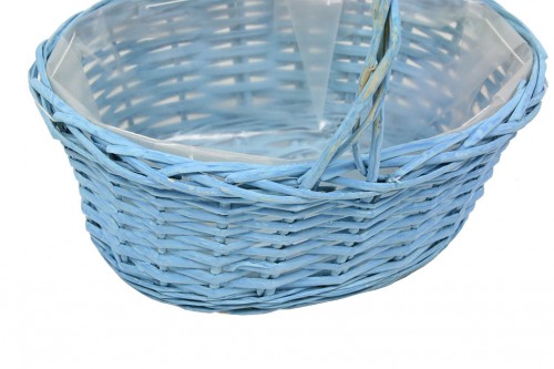 Panier ovale bleu avec plastique