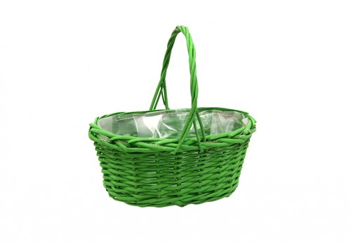 Cesta oval verde plastificada