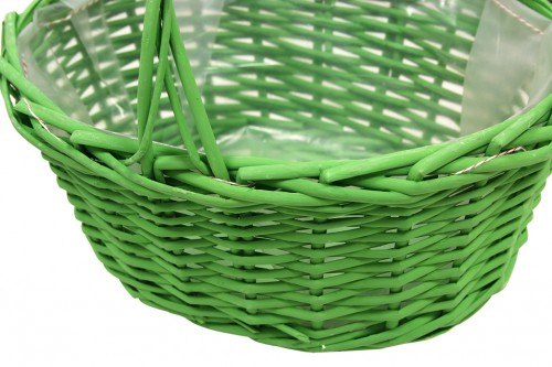 Panier ovale vert avec plastique