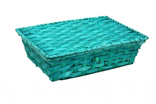 Lot de quatre mallettes en bambou en plastique vert