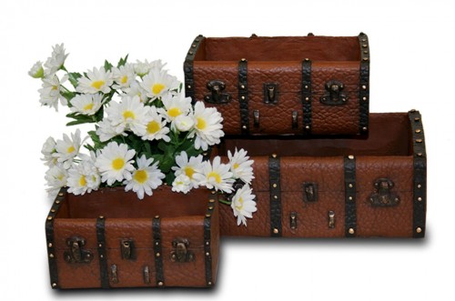 Brown ceramic chest planter