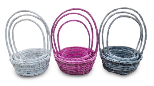 Gray braided basket set/3