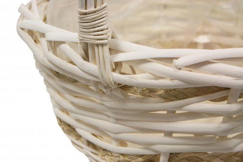 White braided basket set/3