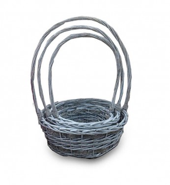 Gray braided basket set/3