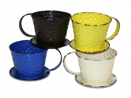 Cache-pot petite tasse jaune