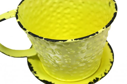 Cache-pot petite tasse jaune