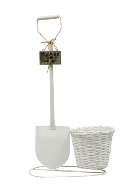 White shovel planter