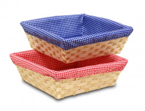 Blue plaid fabric tray