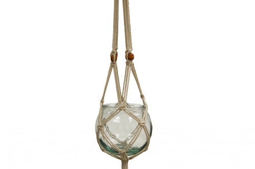 Hanging macramé crystal planter