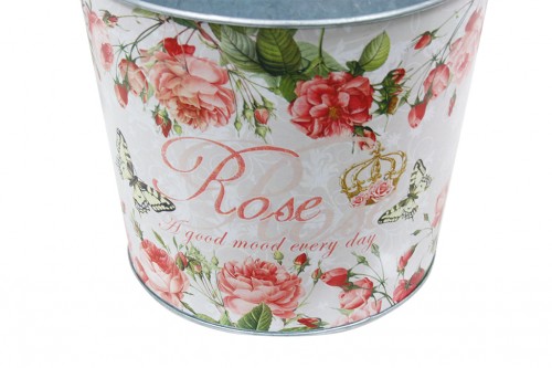 Round flower pot with handles rose s/3