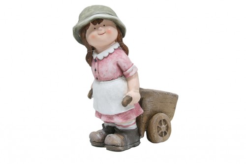 Flower pot girl wheelbarrow