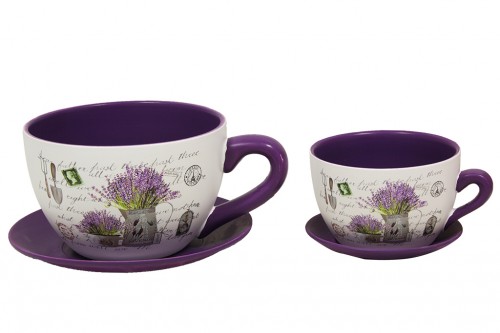 Tasse de jardinière lavande lettre s/2