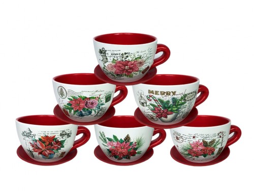 Macetero tazas navideño