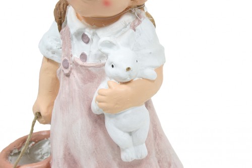 Pot de fleurs fille et lapin