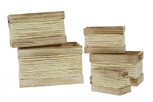 Wooden boxes with rope s/5