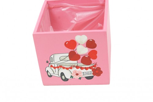 Car box pot with heart balloons s/4