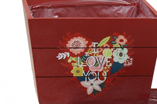 Flowerpot box heart of flowers s/2