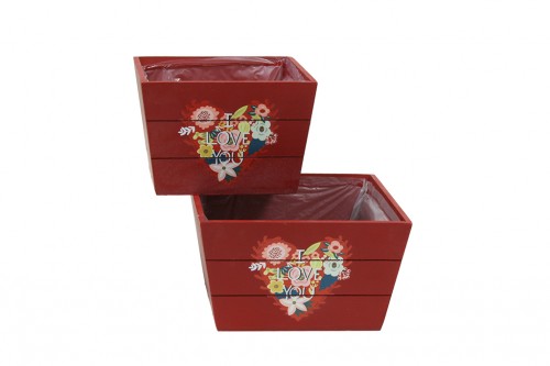 Cache pot coeur de fleurs s/2