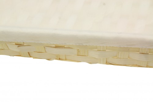 Rectangular white bamboo tray with fabric