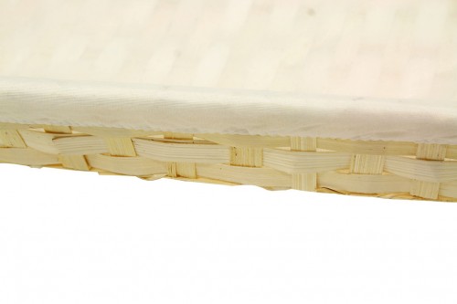 Rectangular white bamboo tray with fabric