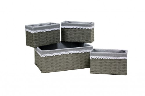 Commode en papier gris et tissu gris s/4