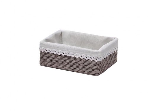 Commode à bandes de papier gris et tissu blanc