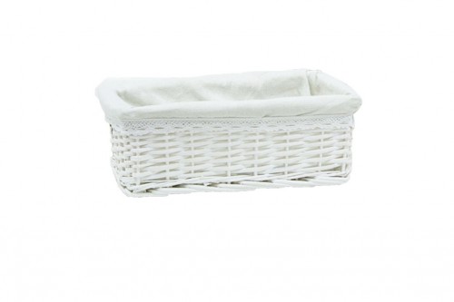 White wicker drawers w/ white fabric