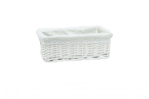 White wicker drawers w/ white fabric