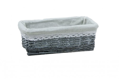 Gray wicker drawers w/ white fabric