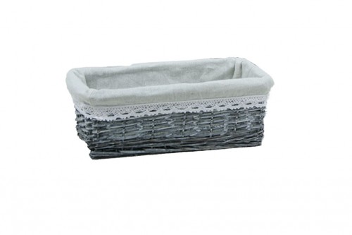 Gray wicker drawers w/ white fabric