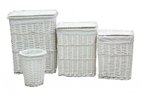 Wardrobes + white wicker bin s/4