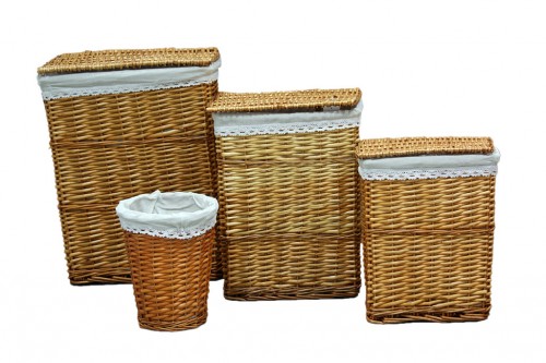 Wardrobes + brown wicker bin s/4