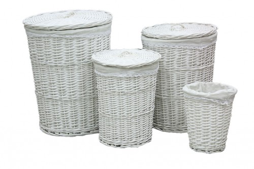 Round wardrobes + white wicker bin s/4