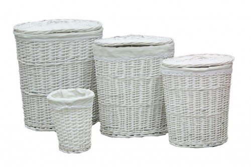 Wardrobes + oval white wicker bin s/4