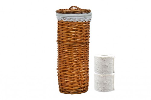 Brown wicker roll holder