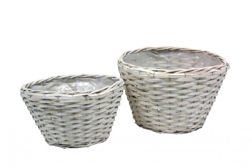 White wicker pot s/2