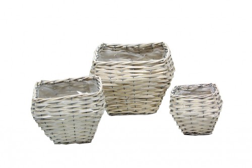 White wicker pots s/3