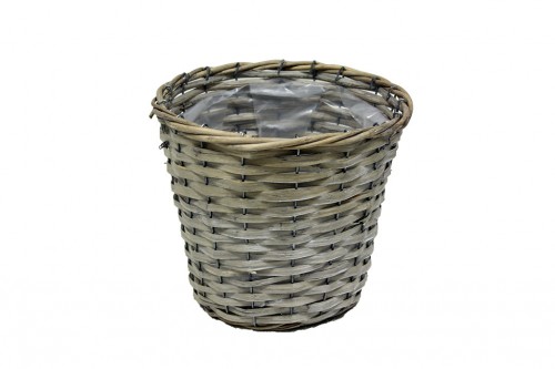 Gray wicker pot